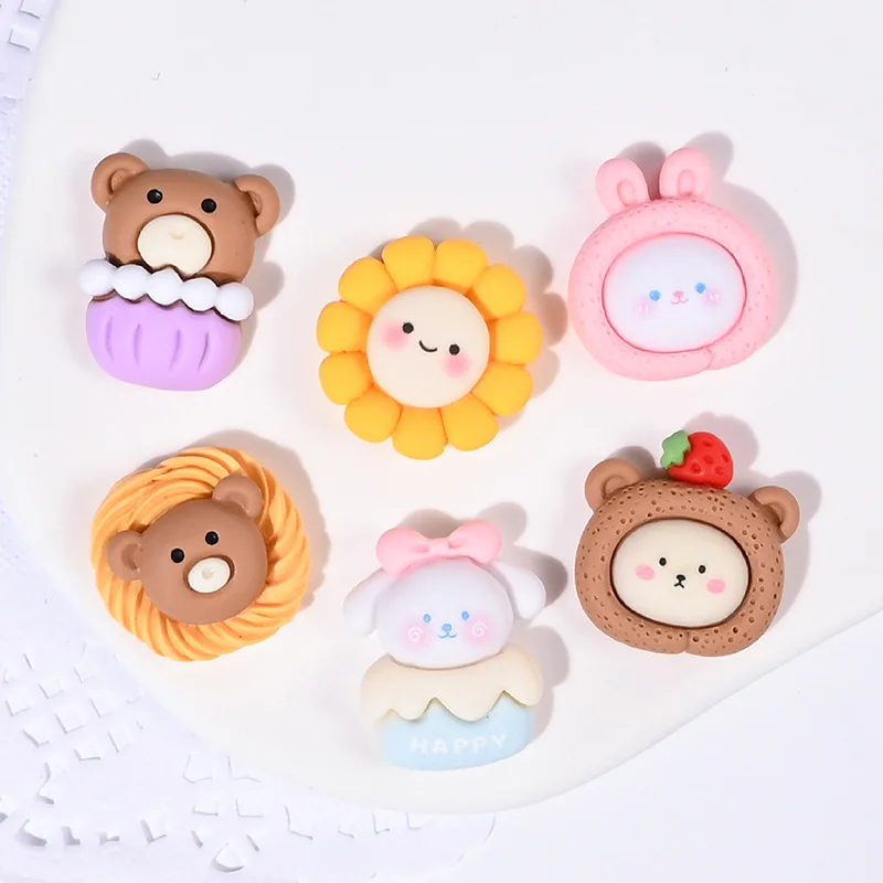 

Kawaii Cartoon Diy Resin Bear Series Scrapbook Embellishment Material Accessories Diy Flatback Miniature Mini Figures Decoration