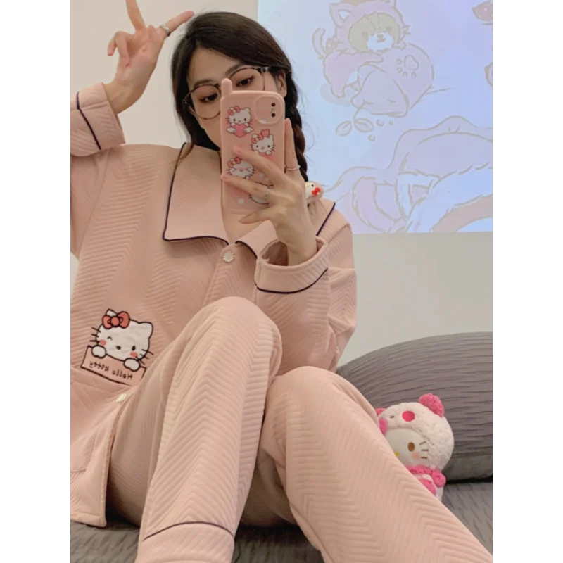 Новинка весна-осень женский кардиган Sanrio Hello Пижама Kitty из чистого хлопка с