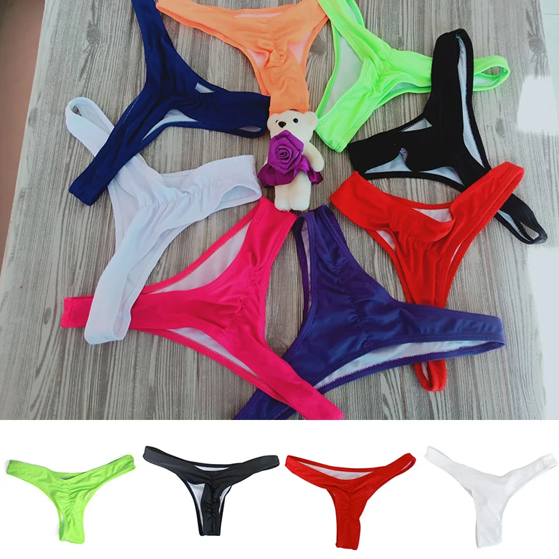 

T-shaped Bikini Swimming Trunks New Foreign Trade Sexy Women's T-shaped Swimming Trunks Solid Pleated