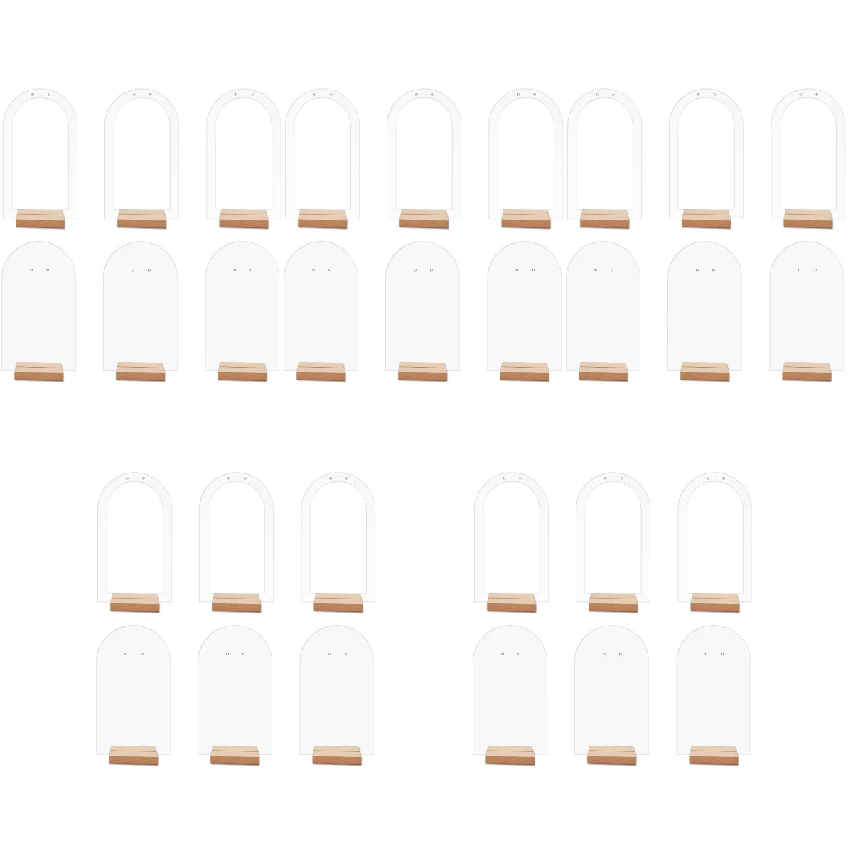 

30 pcs Acrylic Earring Display Stand Jewelry Retail Holder Arch Acrylic Earring Holder Stands with Wooden Bases