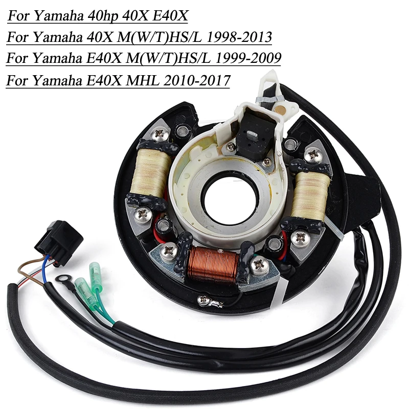 

Outboard Generator Stator Assembly For Yamaha 40hp 40X E40X M(W/T)HS/L 1998-2017 66T-85560-00 66T-85560-01 Boat Motor coil