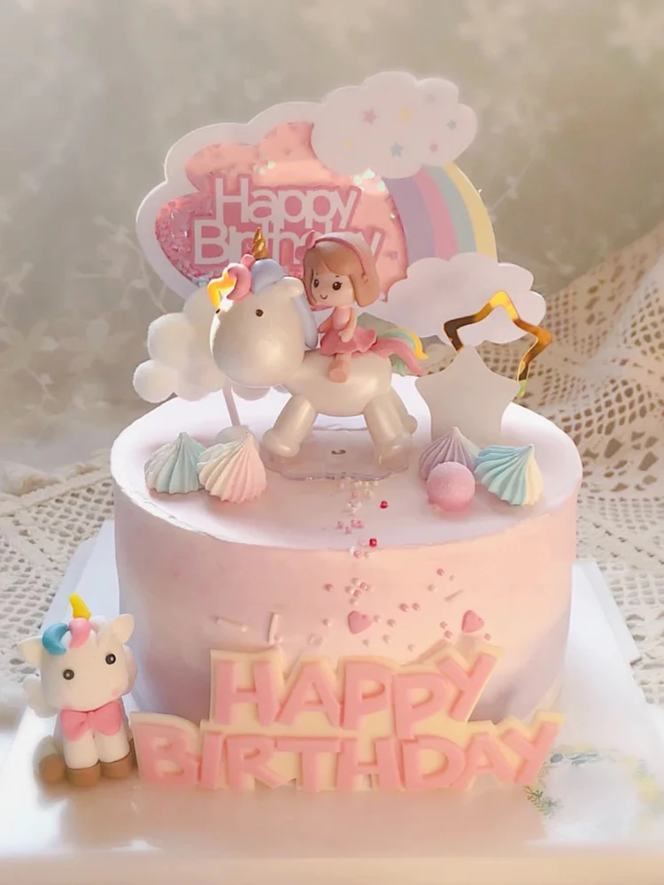 

Unicorn Girl Cake Decoration Baby Shower Rainbow Moon Cake Topper Pink Blue Unicorn Birthday Party Decorations Kids Favors
