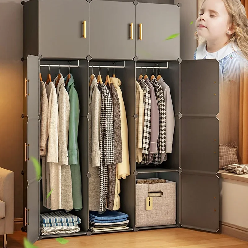 Минималистичный шкаф шкафы для одежды простой куб хранения пластиковый складной