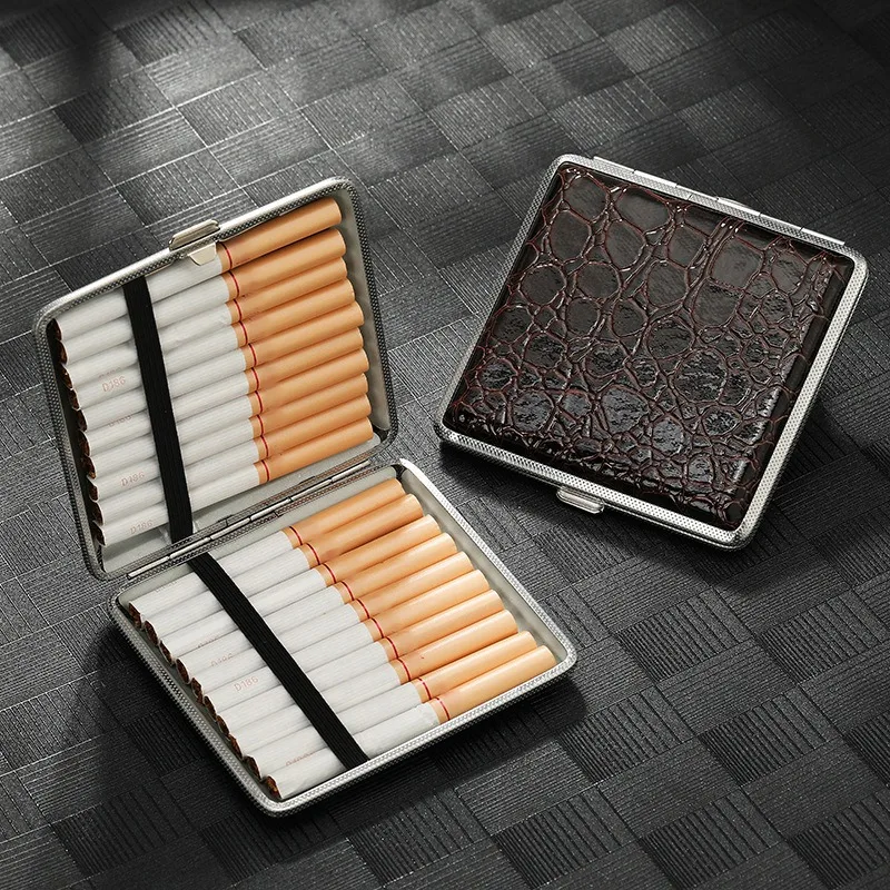 

Leather Cigarette Box Can Hold 20 Sticks for Men's Cigar Case Smoking Accessories Lady Cigarette Storage Cover Gift