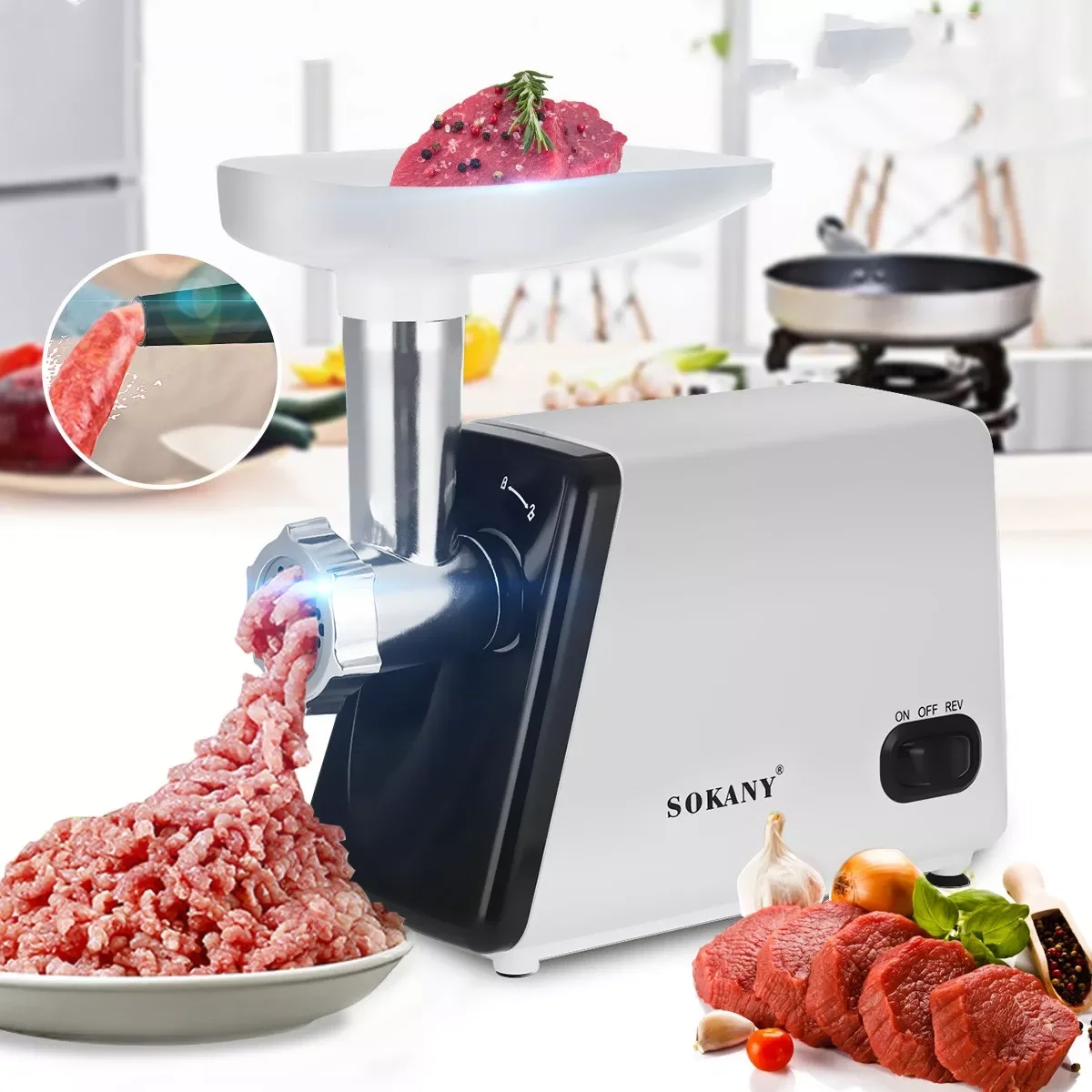 

Электрическая мясорубка из нержавеющей стали, 2500 Вт