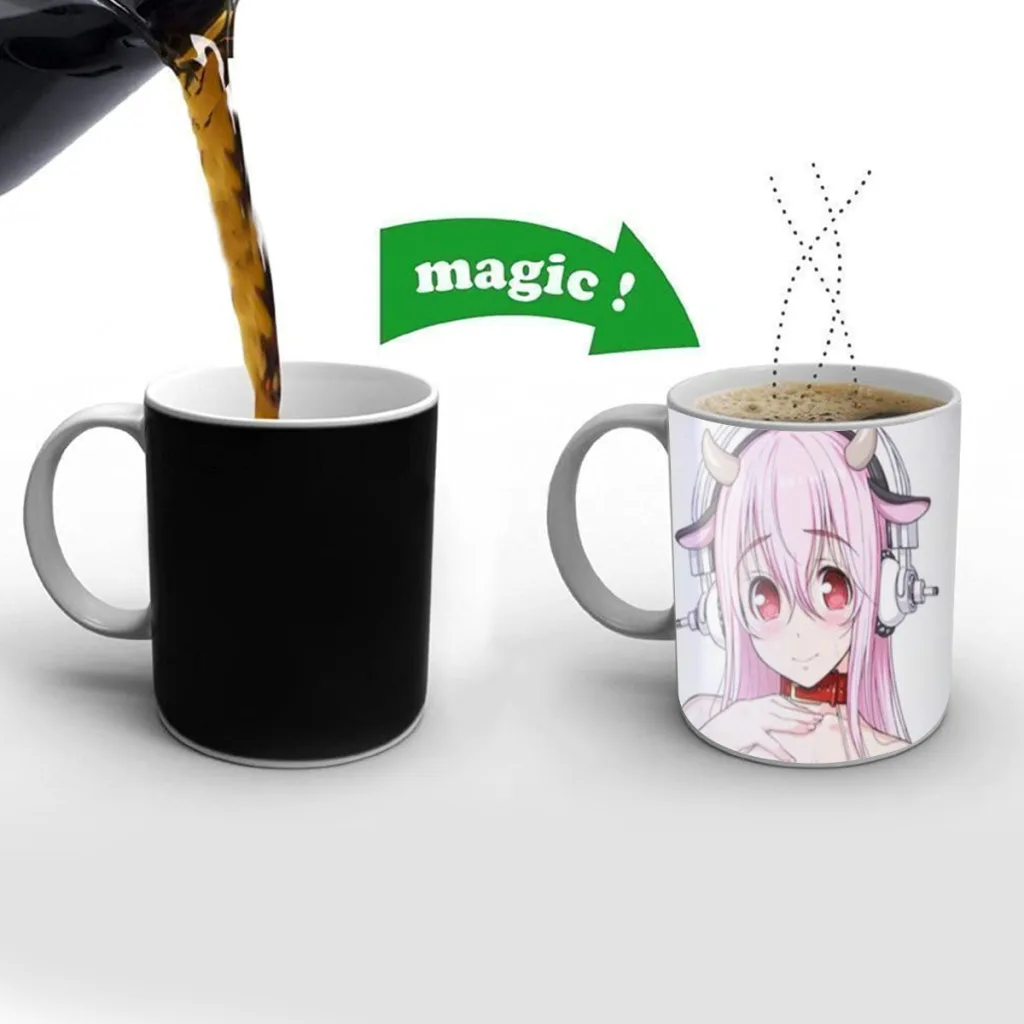 Фото Супер Sonico кофейные кружки манга креативная меняющая цвет чашка для чая с молоком керамическая Волшебная Термочувствительная кружка подарки №1