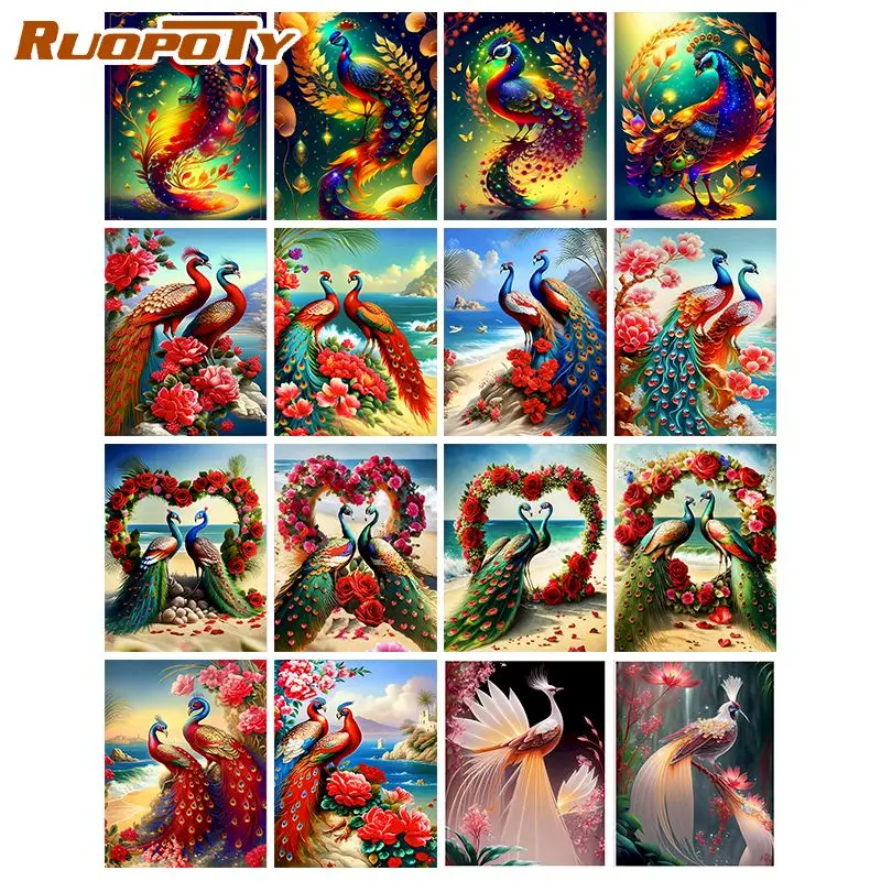 

RUOPOTY 5D DIY Diamond Painting Peacock Diamond Embroidery Cross Stitch Mosaic Hobbies And Crafts Sale