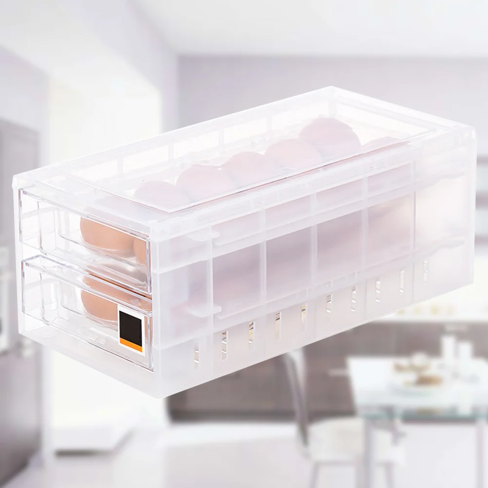 

1pc Double Layer Drawer Egg Box 24 Grid Plastic Eggs Tray Holder Container Refrigerator Food Preservation Box