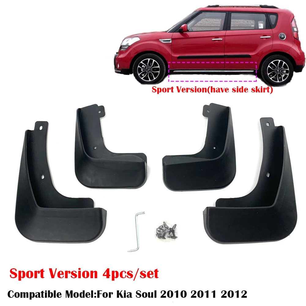 

Car Accessories Styling Mud Flap Fender Splash Guards Mudflaps For Kia Soul / Sport 2010-2012 Front Rear 4pcs Mud Flap Mudguards