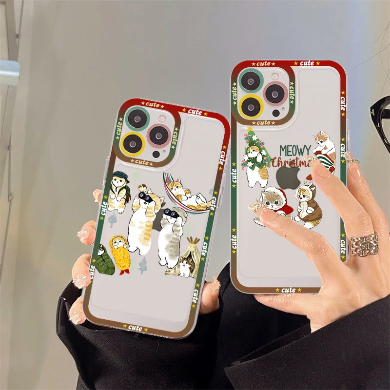 Cute Cat Phone Case for iPhone 11 12 13 Mini Pro Max 14 Pro Max Case shell