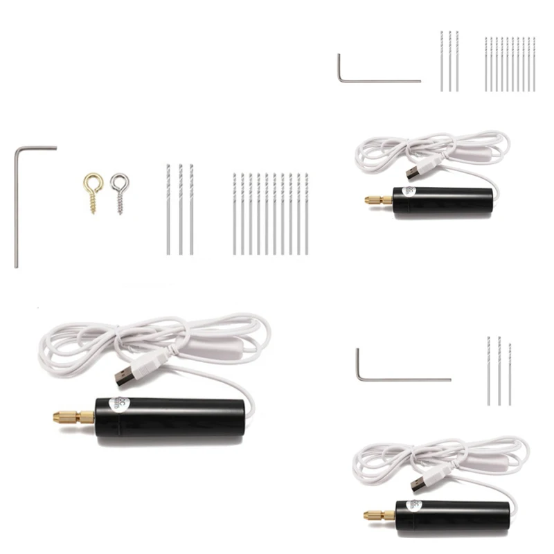 

Mini Hand Drill USB Powered Handheld Rotary Drill Set with Twist Drill Bits for Metal Wood Jewelry