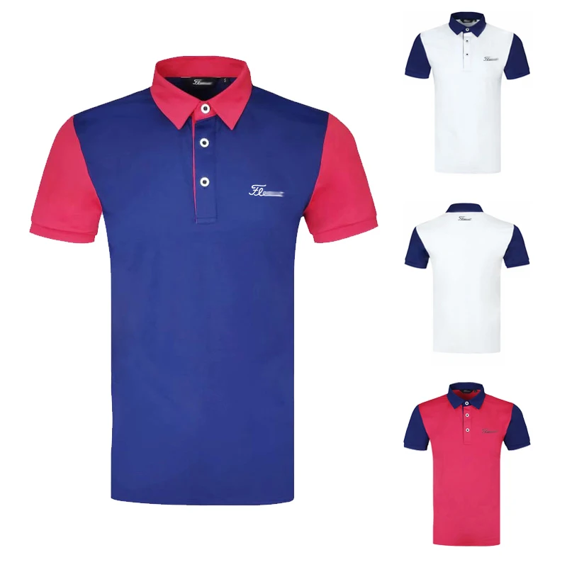 

Golf men's sports polo shirt men's large golf sports short sleeve shirt breathable fast dry skin contrast T-shirt