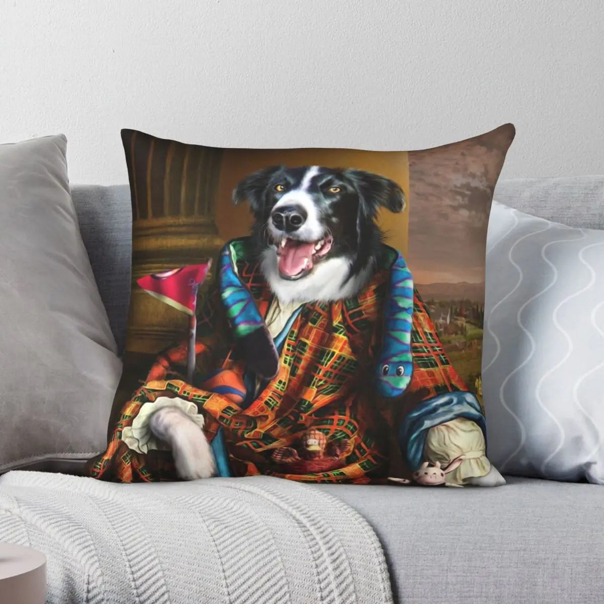 

Border Collie Dog Portrait Mic Square Pillowcase Polyester Linen Velvet Pattern Decor Throw Pillow Case Bed Cushion Cover 18"