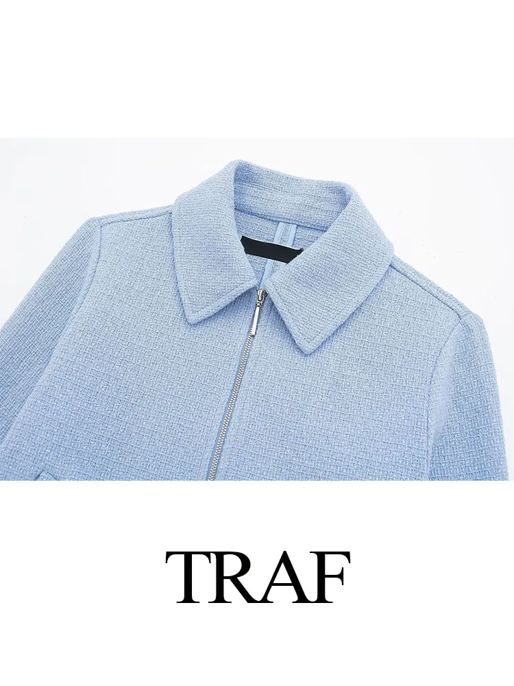 Куртка женская с отложным воротником на молнии карманами