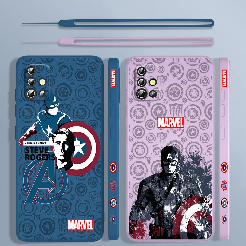 

Marvel Captain America Liquid Left Rope Case For Samsung A91 A81 A71 A51 A41 A31 A11 A50S A3 A03S A02 A01 Core Cover