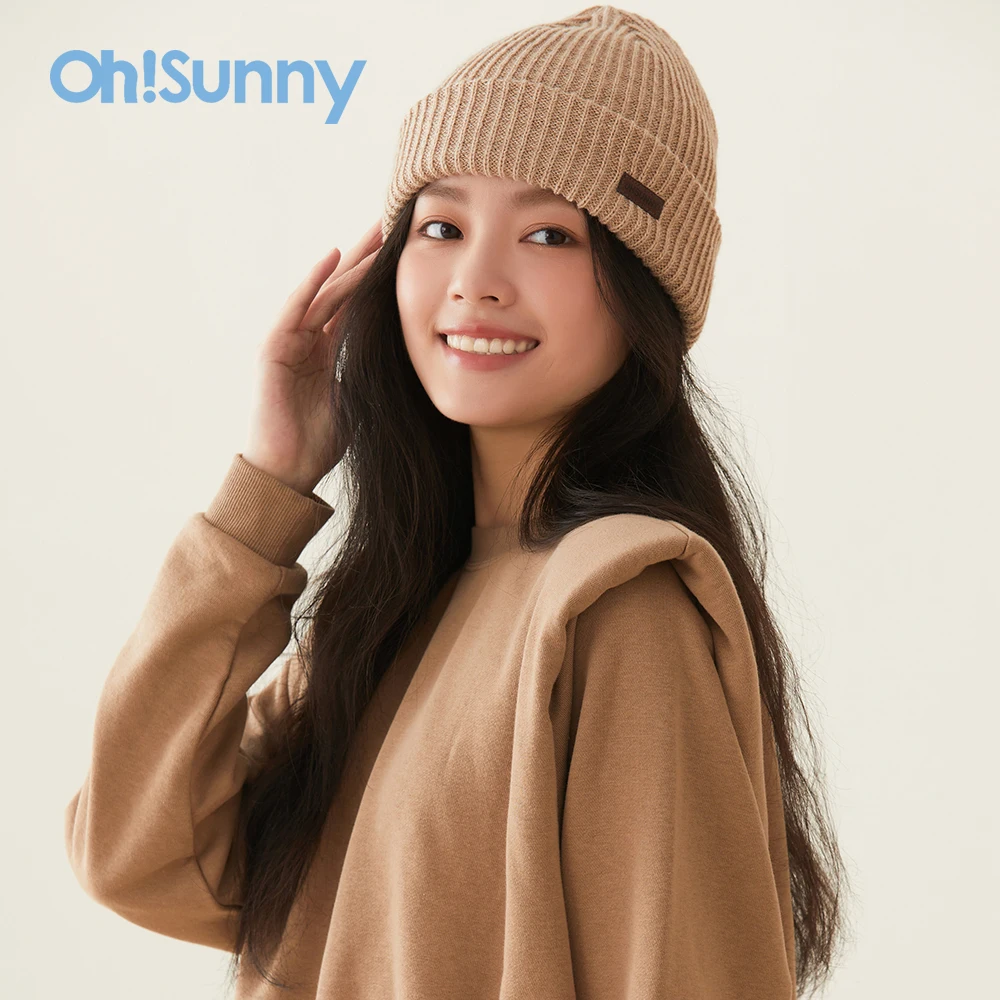 

OhSunny Brand New Unisex Wool Beanies Winter Hats For Woman Solid Color Knit Bonnet Acrylic Fashion Cute Warm Skullies 54-60cm