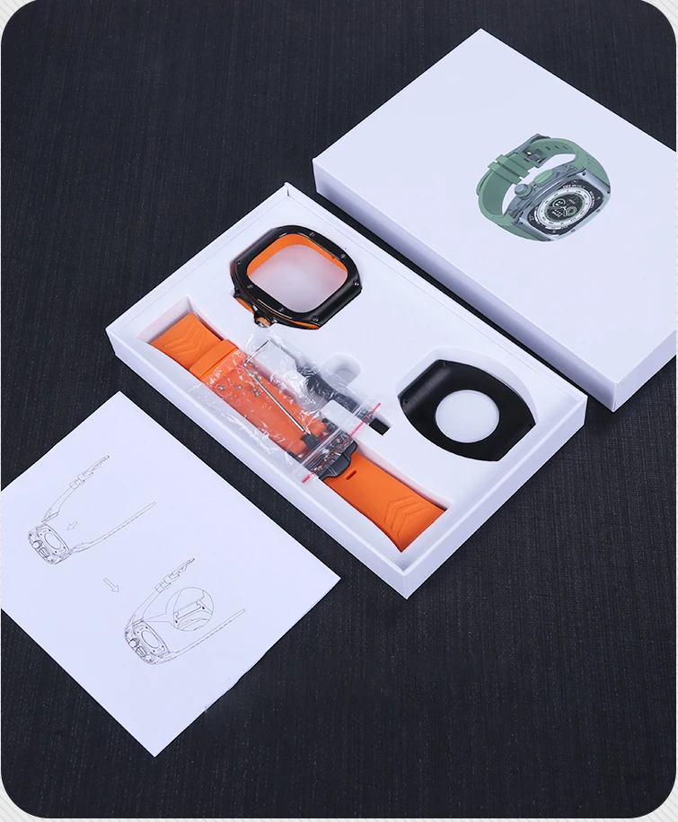 49mm Ultra Stainless Steel Case for Apple Watch DIY Modification Kit Silicone Band For iWatch Series Strap Accessories