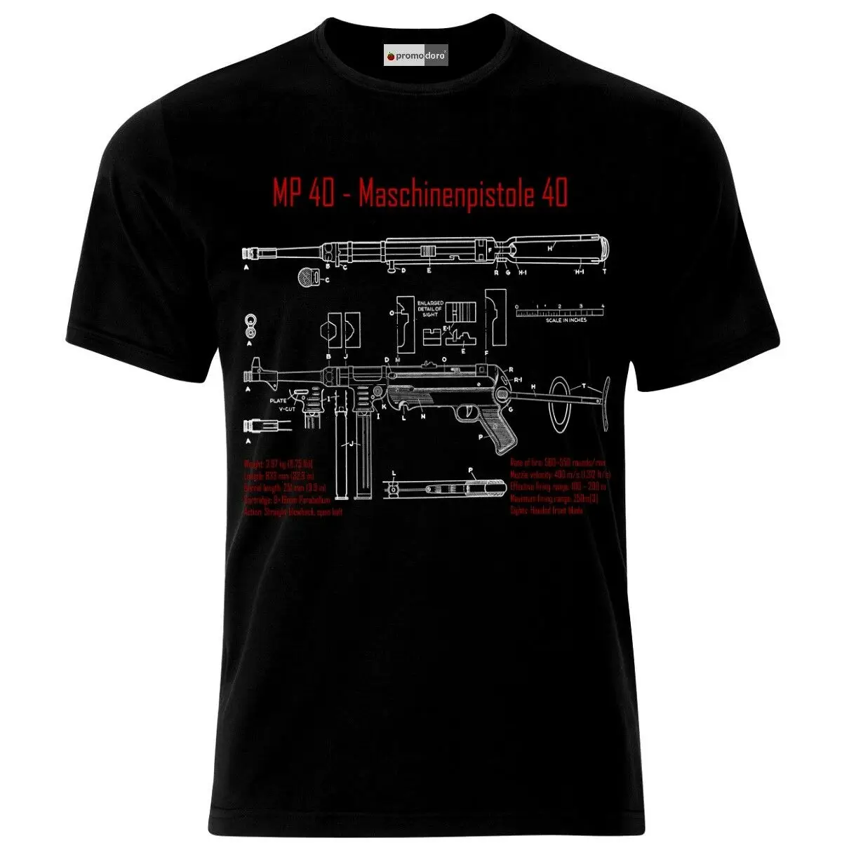 

WWII Wehrmacht MP40 Schmeisser Submachine Gun Blueprint T-Shirt. Summer Cotton Short Sleeve O-Neck Mens T Shirt New S-3XL