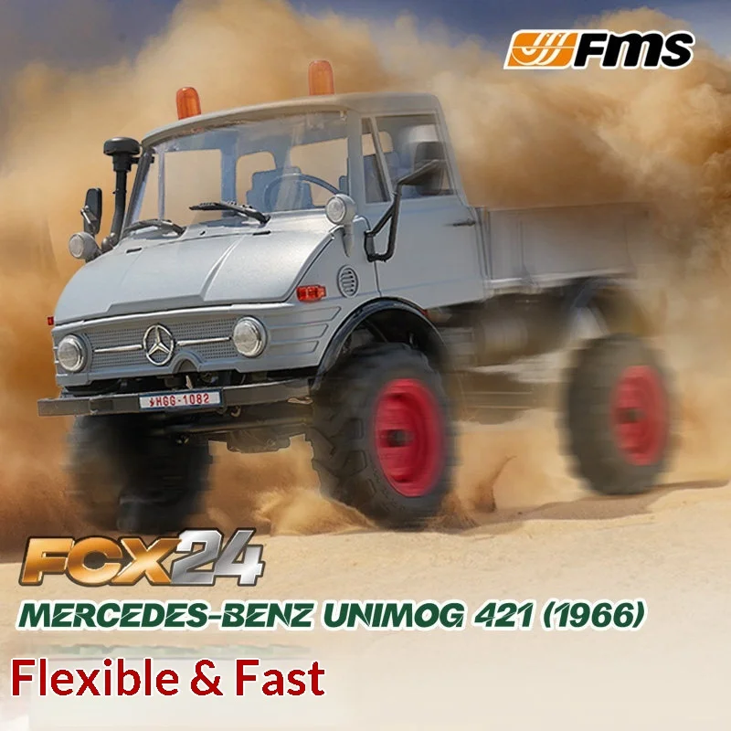 Фото В наличии: Радиоуправляемая модель внедорожника Mercedes-Benz FMS FCX24 Unimog 421 1:24, 4WD, 1966 года, электрическая, на пульте управления, имитационная модель автомобиля №2