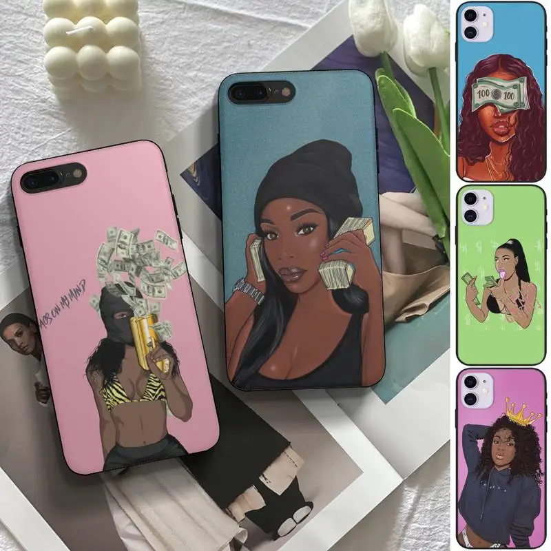 

pop art girl with cash Phone Case fundas shell cover for iphone 6 6s 7 8 plus xr x xs 11 12 13 mini pro max