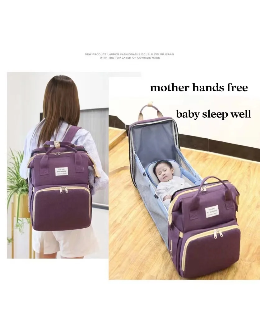 

Explosive bed bag all-in-one mommy bag hanging bag handbag mother and baby bag portable multi-functional mother bag backpack