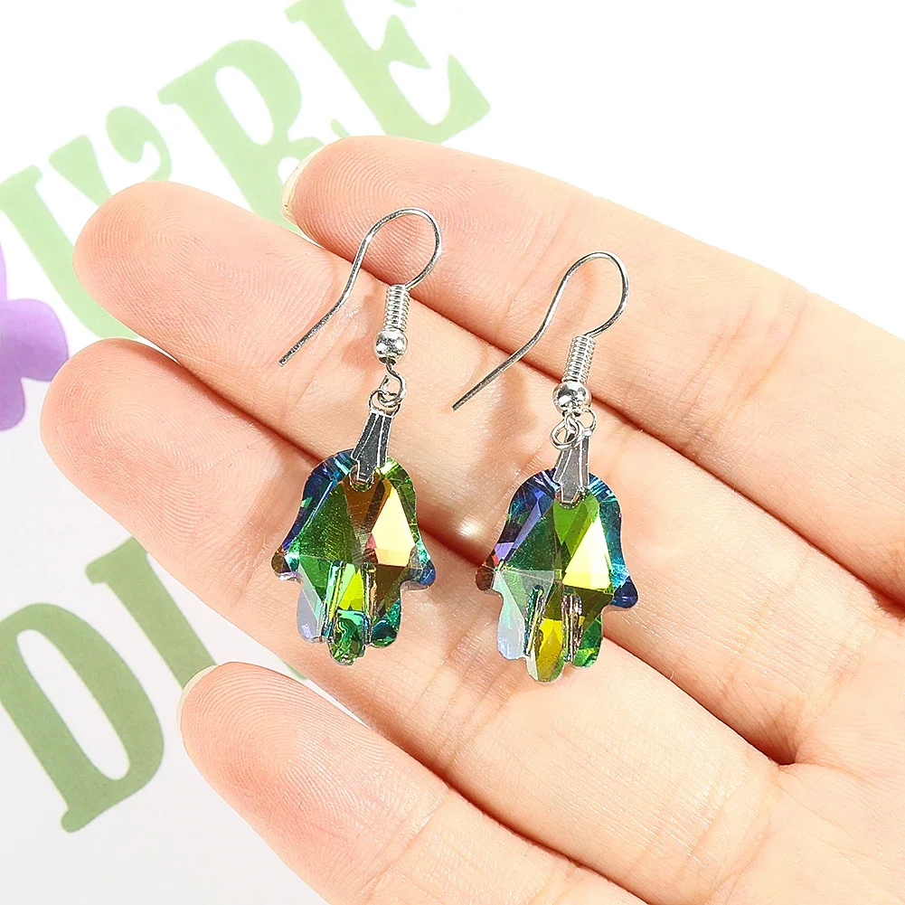 Радуга Фатима ручной хрустальное стекло висячие серьги Хамса Аврора Мухаммед