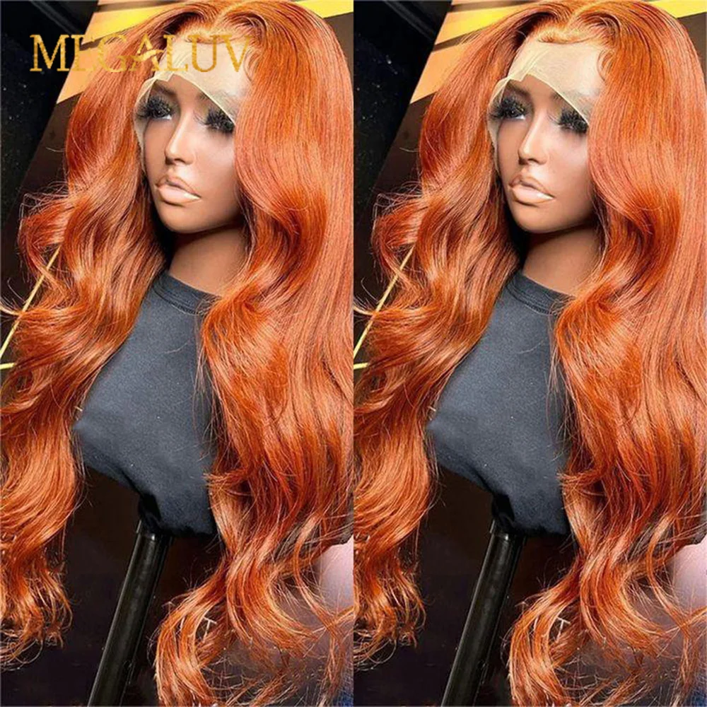 

13×4 Lace Front Human Hair Wigs Ginger Color Body Wave Remy Hair Transparent Lace Front Human Hair Wigs Preplucked Wig For Women