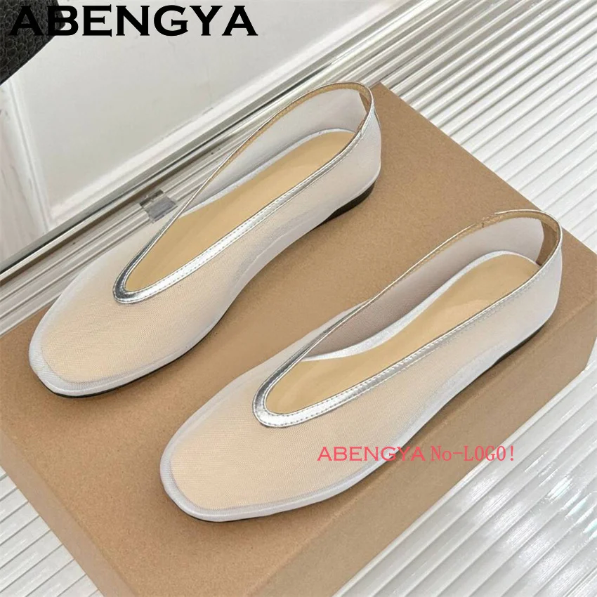Фото ABENGYA/летние сетчатые туфли на плоской подошве с круглым носком, женские дышащие прогулочные туфли на низком каблуке с неглубоким носком, повседневные кружевные туфли на плоской подошве Mujer №3