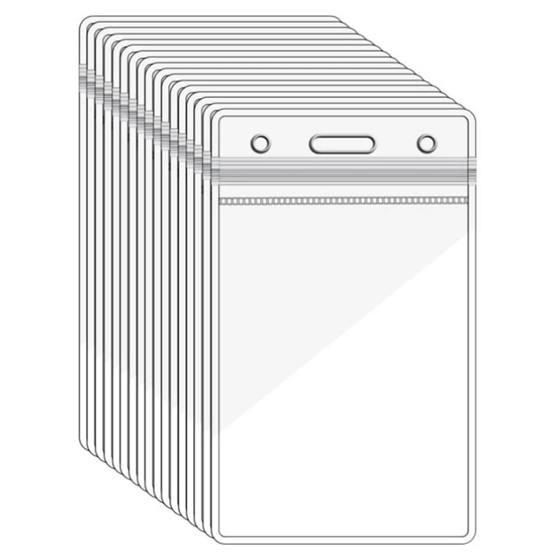 

100 Pcs Vertical Transparent Card Holder Transparent PVC Plastic Card Holder For Business Travel And Office Supplies