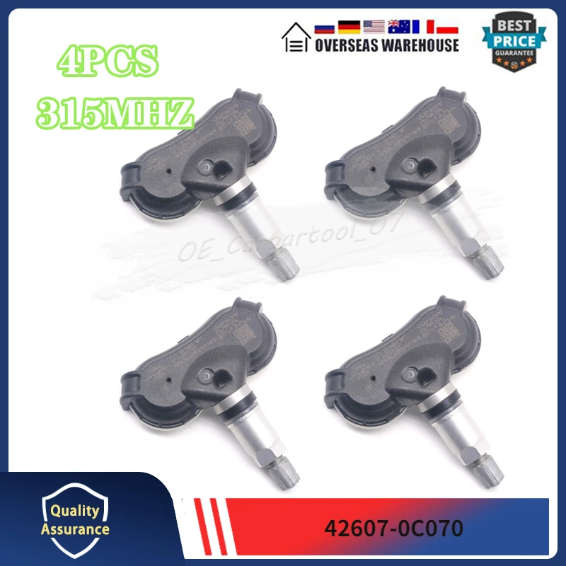 

42607-0C070 42607-08010 315MHZ TPMS TIRE PRESSURE SENSOR For 2006-2017 Toyota Sequoia Sienna Tyre Monitor Pressure Sensor 4PCS
