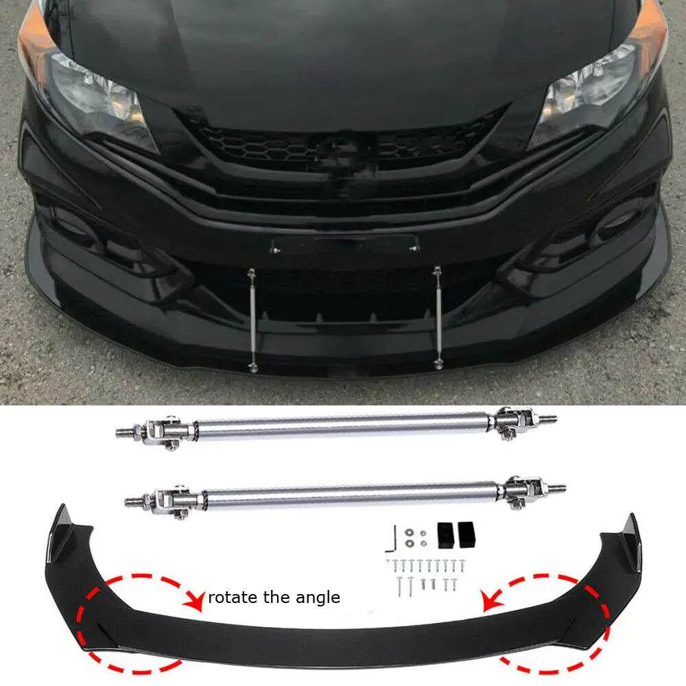 

Car Front Bumper Lip Spoiler Splitter + Strut Rods Chin Body Kit For Honda Civic Accord 2017-2021 Cover Guard Diffuser Bumpers