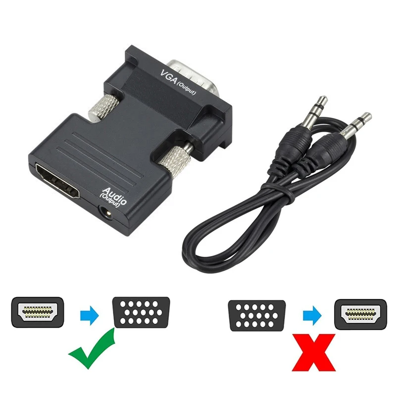 

HDMI-Compatible to VGA Adapter with 3.5mm Audio Cable for PC Laptop TV Monitor Projector 1080P HD Female to VGA Male Converter