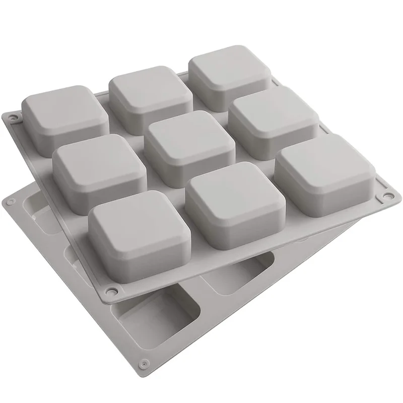 

2 Pack Silicone Soap Molds 9 Cavities Square Soap Mold DIY Handmade Silicone Mold for Soap Making