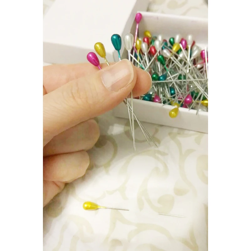 50Pcs Extra Long Pearl Head Pin Straight Sewing Pins for Corsage Dressmaking Florists with Plastic Box |