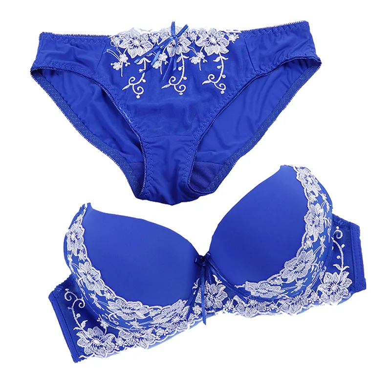 

New 2020 Women Lace Underwear Push Up Side Support Plunge Bra and Panty Set Lingerie Plus Size Bras Briefs Sets 36-44 B C D Cup