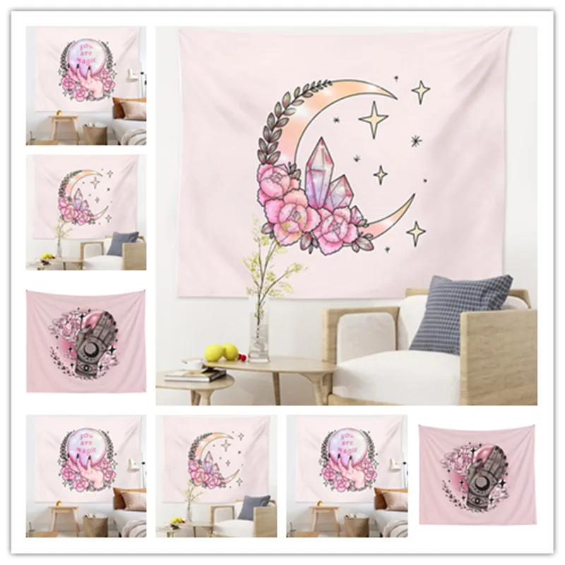 

Vintage tarot card pink tapestry hippie wall tapestry home decor background beach towel