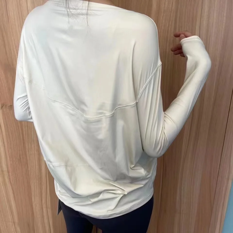 Lulu Women Long Sleeved Loose Breathable T Shirt Sports Flowing Tee Moisture Wicking Athletic Shirts Hem T Shirt Tunic Top