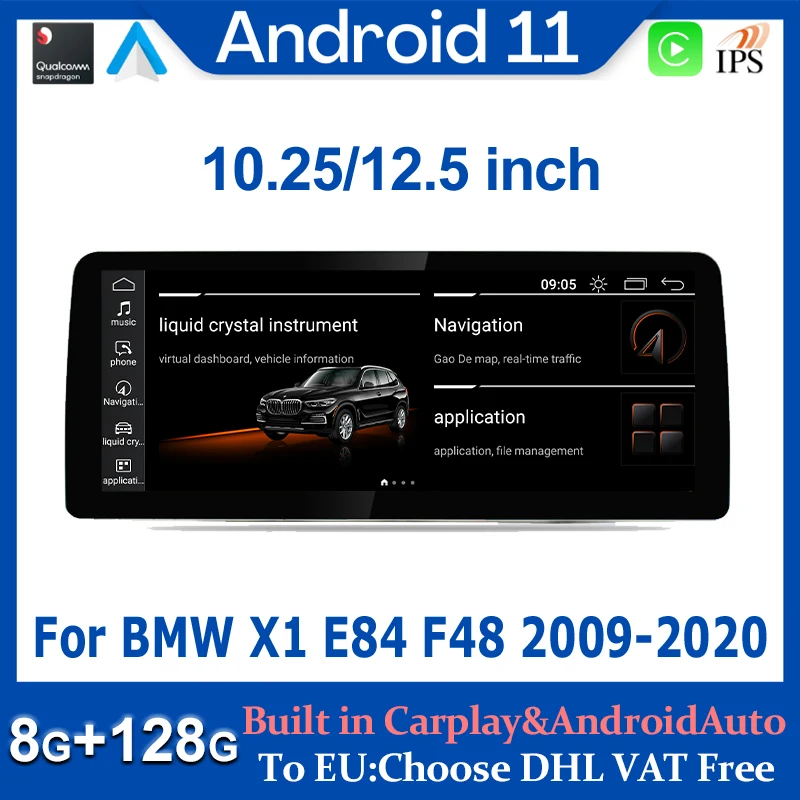 

GPS Navigation Screen Android 11 8Core 8G+128G Car Multimedia Player For BMW X1 E84 F48 2009-2020 Stereo CarPlay
