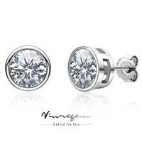 vinregem 925 sterling silver round 2ct d moissanite 100 pass test diamond stud earrings fine jewelry for women gift wholesale