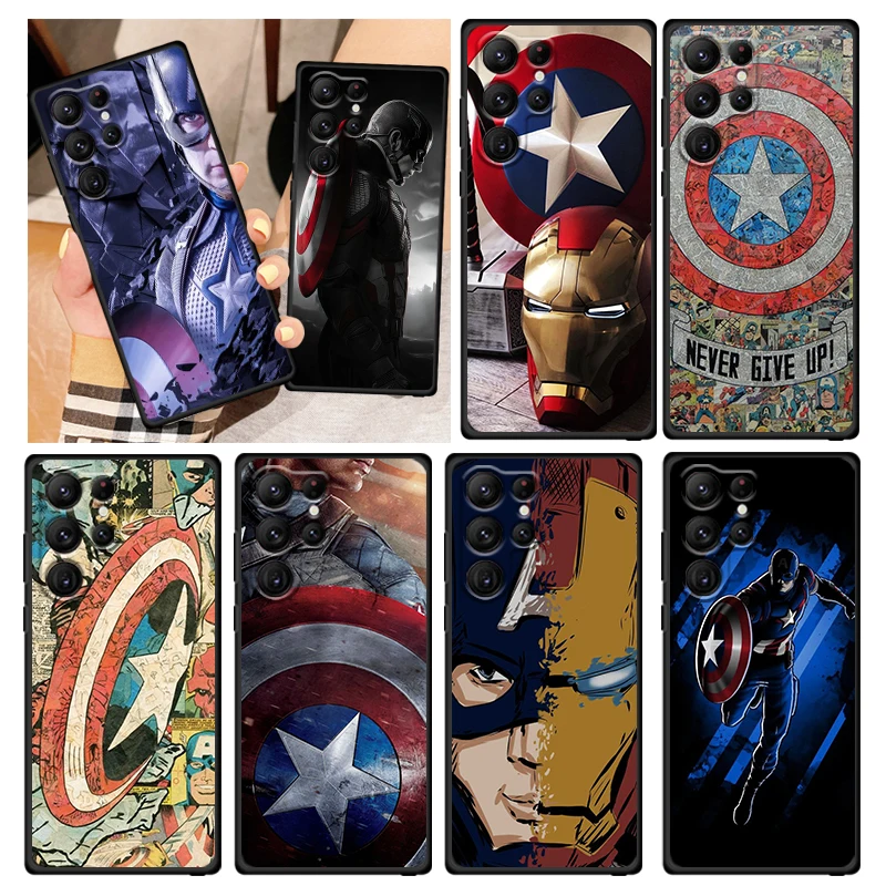 

Marvel Captain America Phone Case For Samsung Galaxy S23 S22 S21 S20 FE S10 S10E S9 Plus Ultra Pro Lite 5G Black FUnda