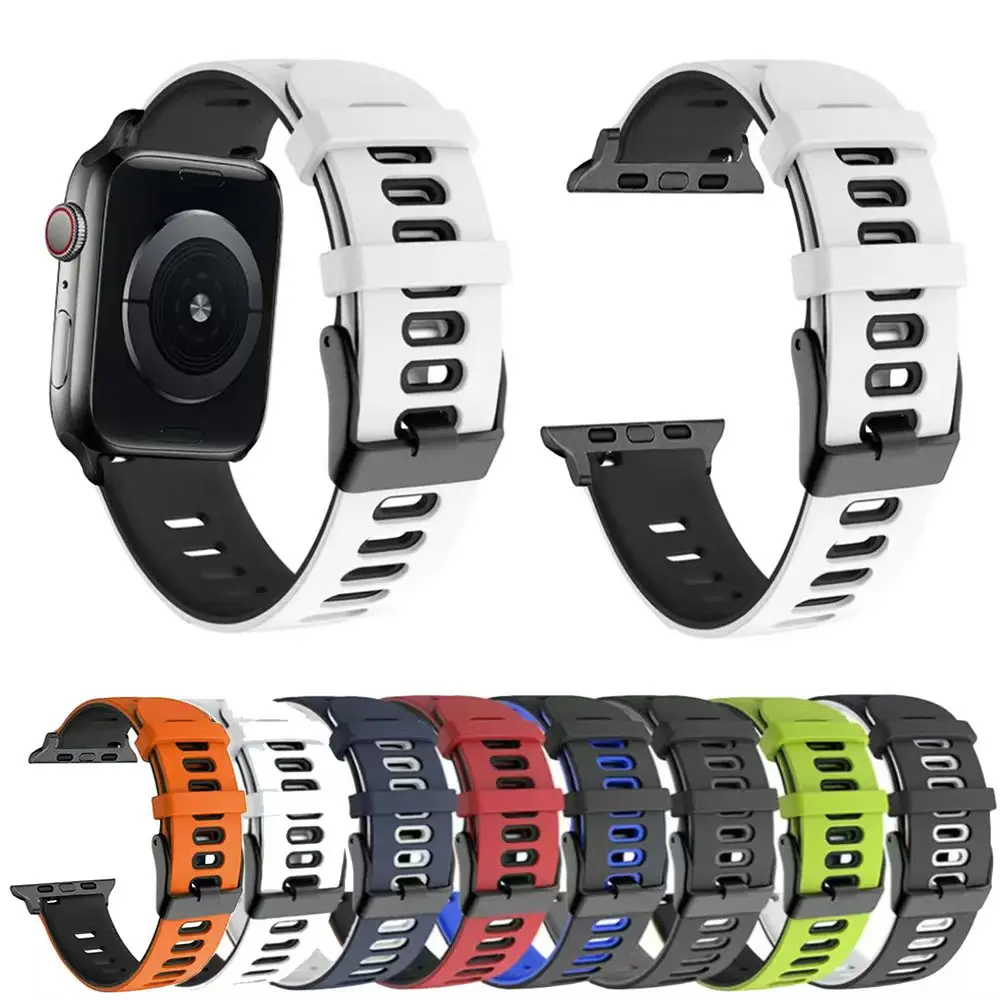 Ремешок силиконовый для Apple Watch Ultra 2 Воздухопроницаемый браслет Series 9 8 7 SE 6 45 мм 44 42