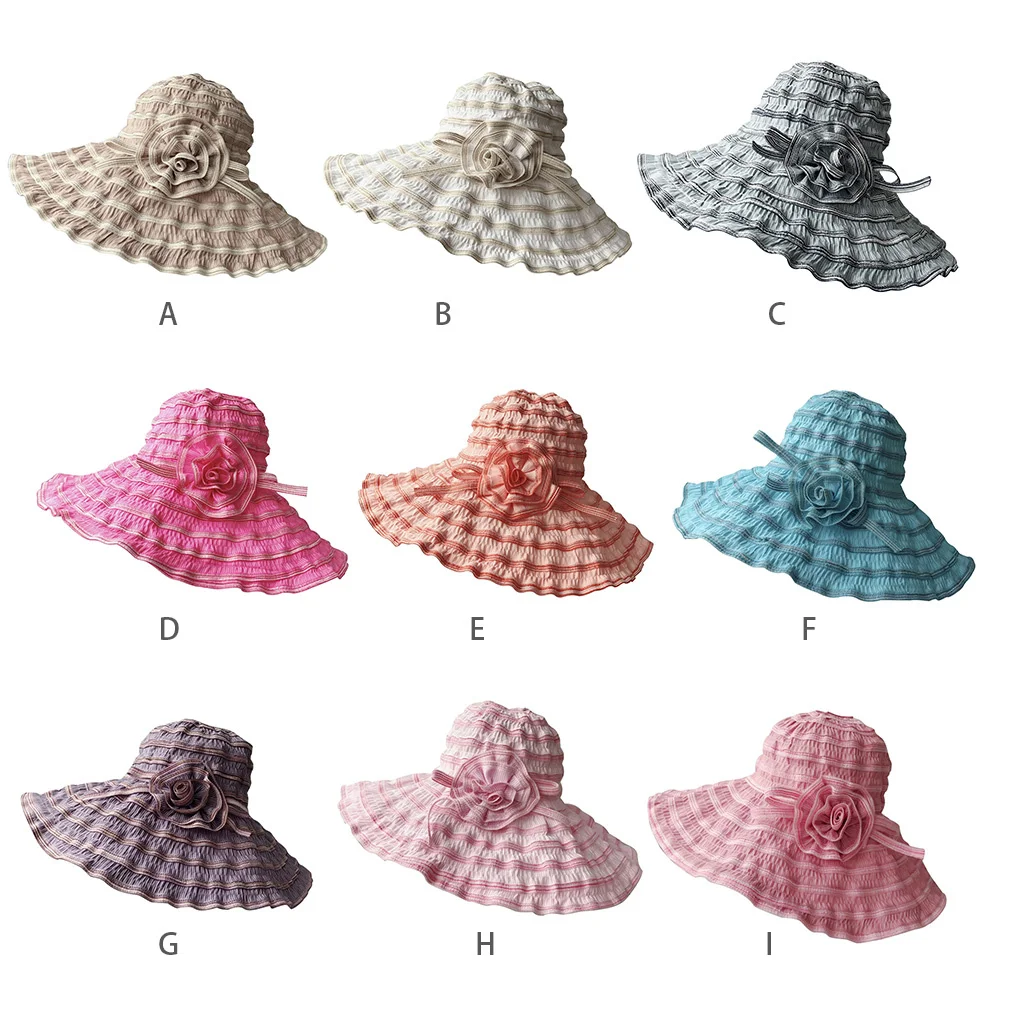 

Шляпа от солнца Женская с широкими полями, летняя дышащая Кепка, складная пляжная шапка с защитой от ультрафиолета для женщин