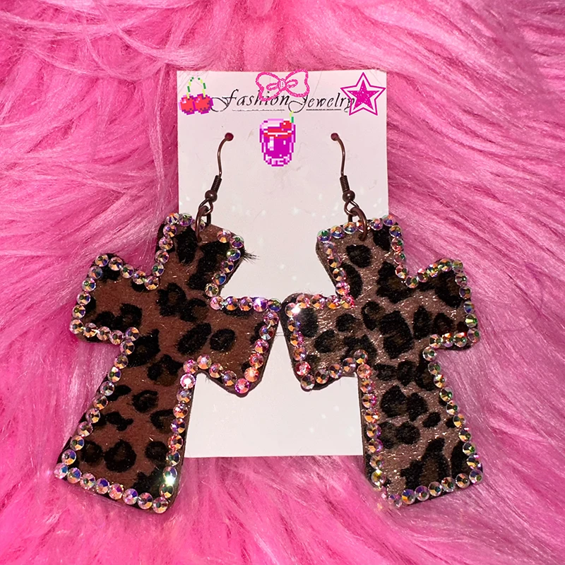 Женские серьги с леопардовым принтом Y2K