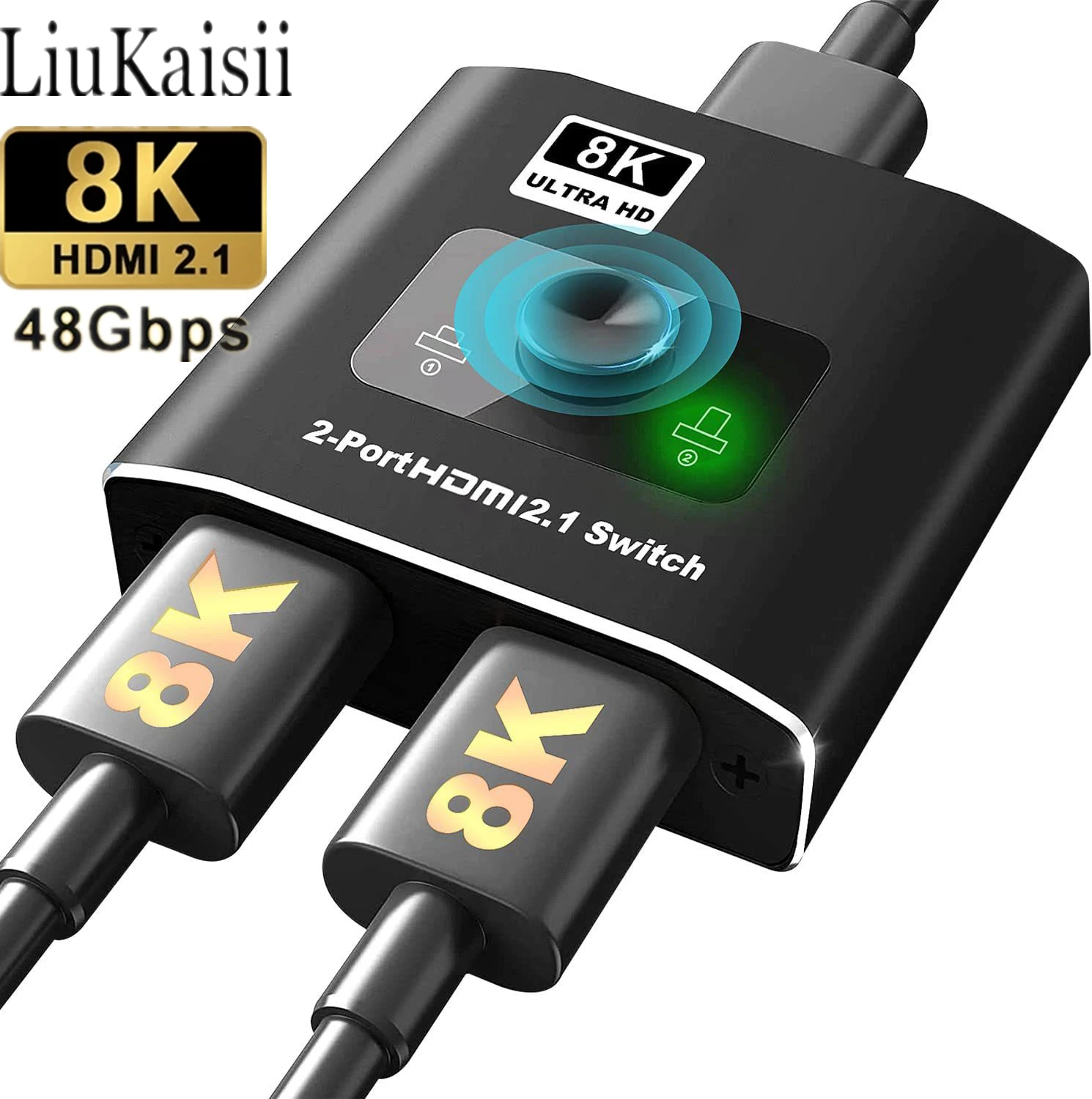 

HD HDMI Switch 2 IN 1 Out 8K@60Hz 4K@120Hz Switcher Adapter Ultra Speed 48Gbps For HDTV Projector