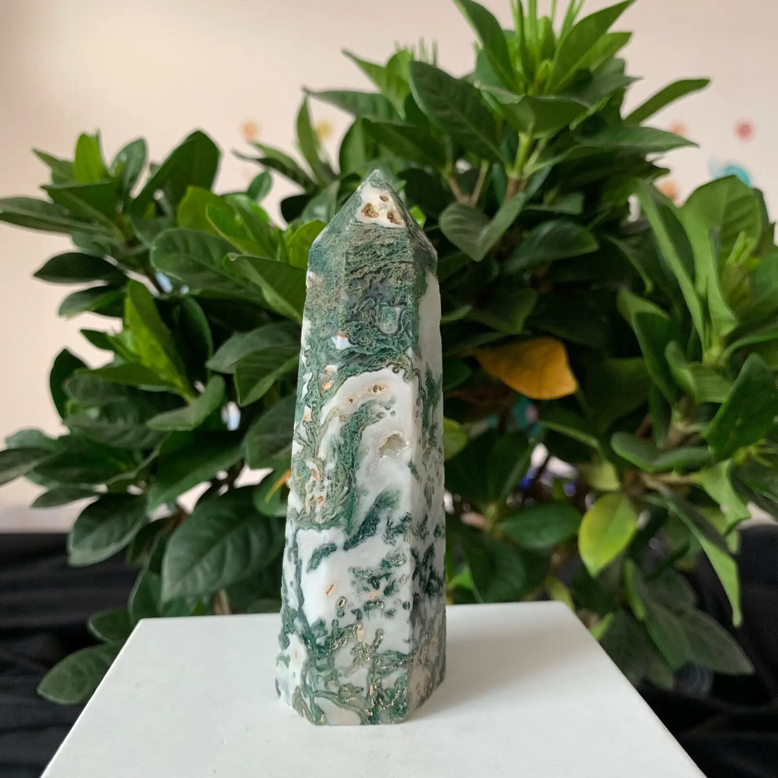 

Натуральный большой мох, агат, кристальная башня, натуральный кристалл, исцеляющая палочка рейки