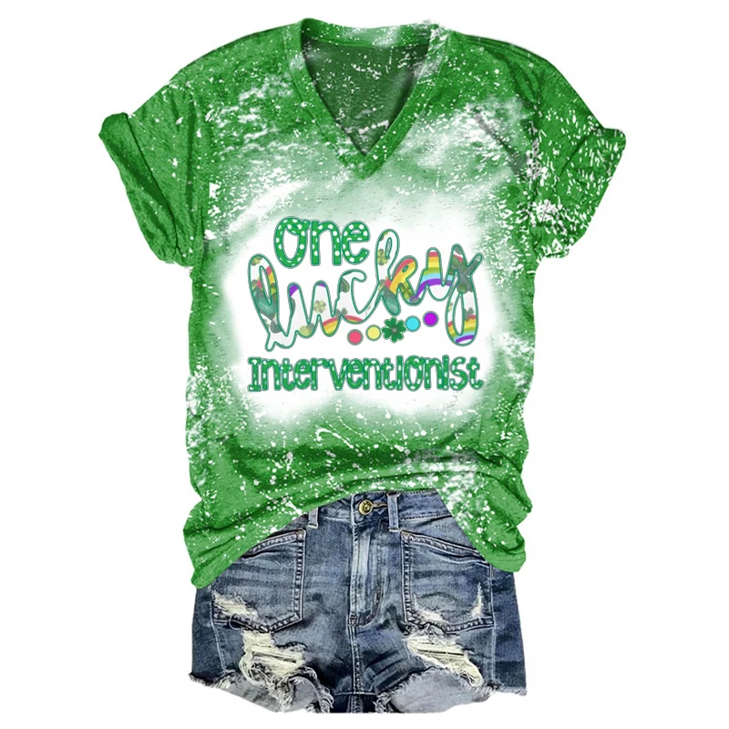 

Rheaclot One Lucky интервенсирующая классическая женская хлопковая футболка, женские топы с графическим рисунком