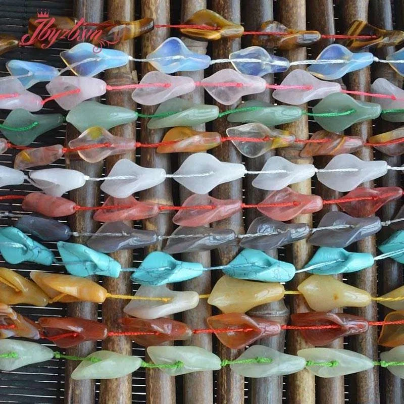 Бусины из натурального агата, тигрового глаза, 15 х32 мм