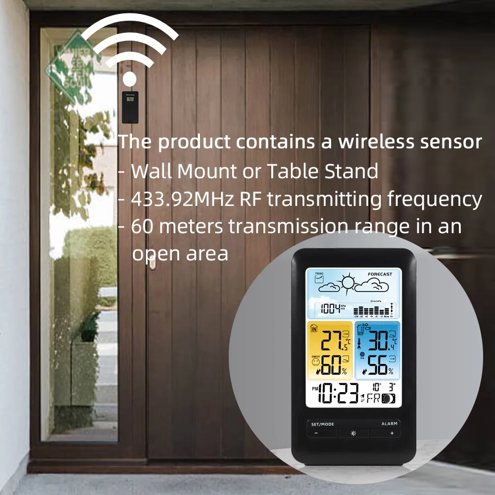 Метеостанция с ЖК-дисплеем и будильником