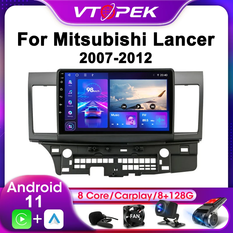 Vtopek 2Din For Mitsubishi Lancer 2007-2012 4G Android 11 Car Stereo Radio Multimedia Video Player Navigation GPS Carplay