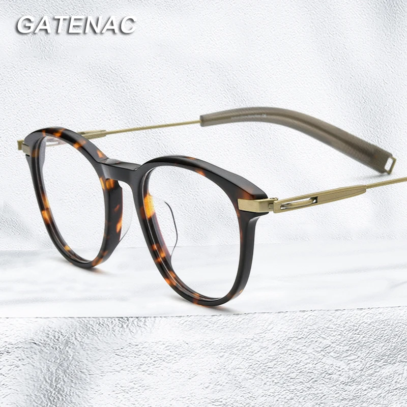 

Vintage Titanium Eyeglasses Frame Men Round Optical Myopia Prescription Glasses Male Luxury Retro Acetate Glasses Frame Eyewear